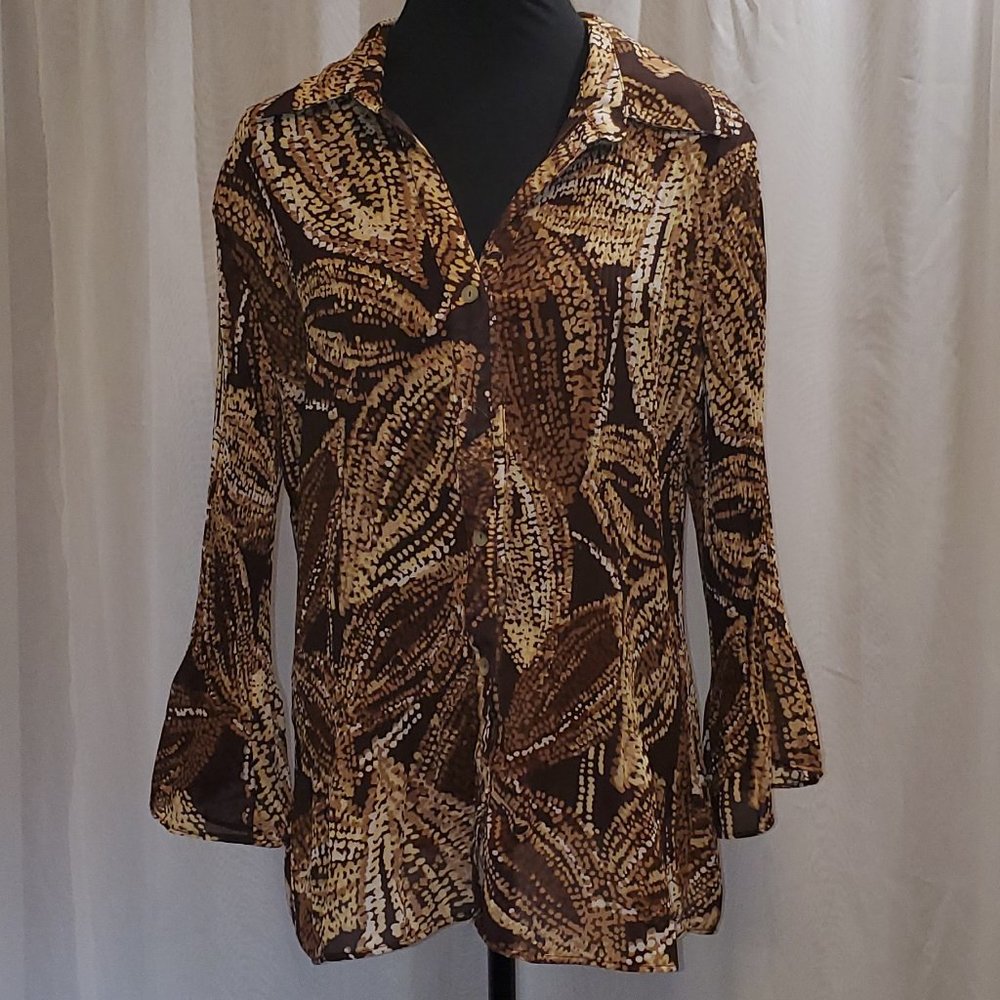 Multi-Color Long Sleeve Patterned Blouse